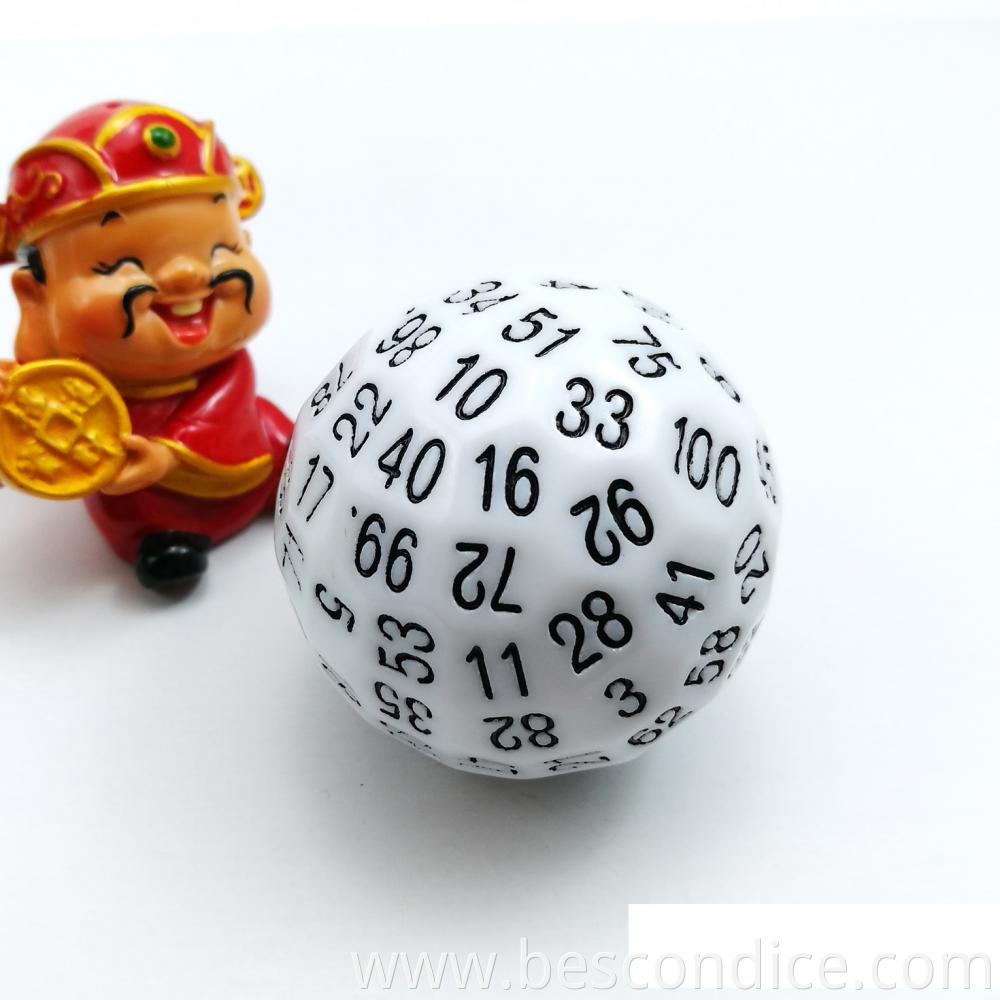 100 Sided Dice 45mm Solid White Color 2